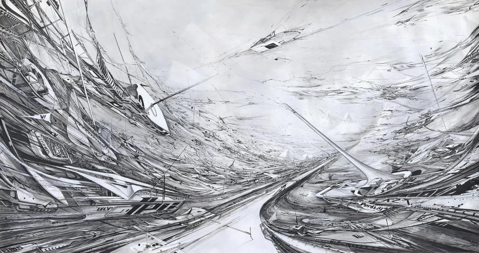 
              Luft, Tusche auf Papier, 193 x 363 cm - © Katrin Günther 2020              