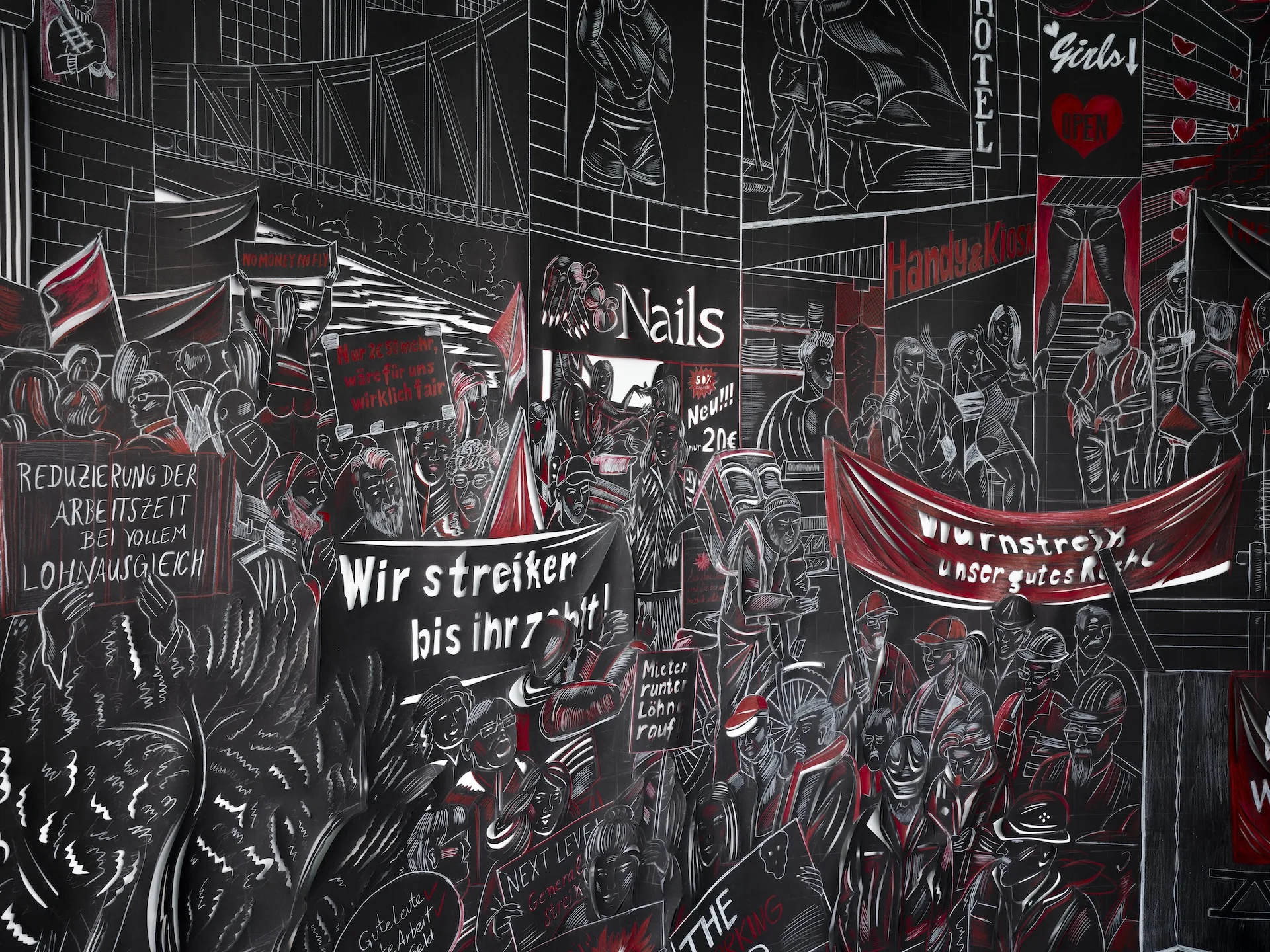
              Sonja Yakovleva, State of Strike, 2024, Ausstellungsansicht Frankfurter Kunstverein 2024, © Frankfurter Kunstverein, Courtesy: the artist              